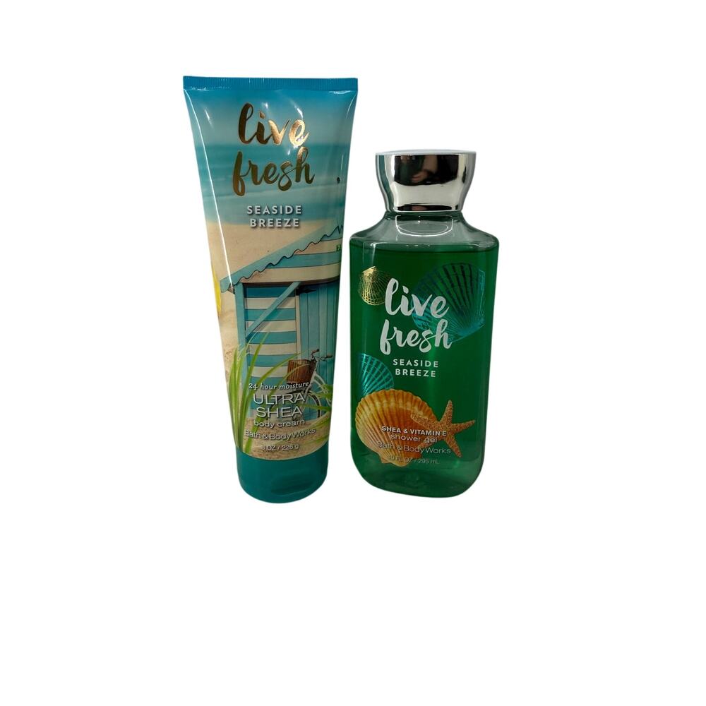 Bath Body Works Live Fresh Seaside Breeze Ultra Shea Cream Shower Gel SET Rare